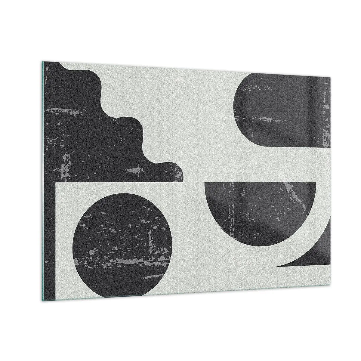 Impression sur verre - Image sur verre - Graphiques géométriques abstraits avec abrasions - 100x70cm - Composition dessus et dessous - Décoration murale moderne pour le salon et la chambre ARTTOR