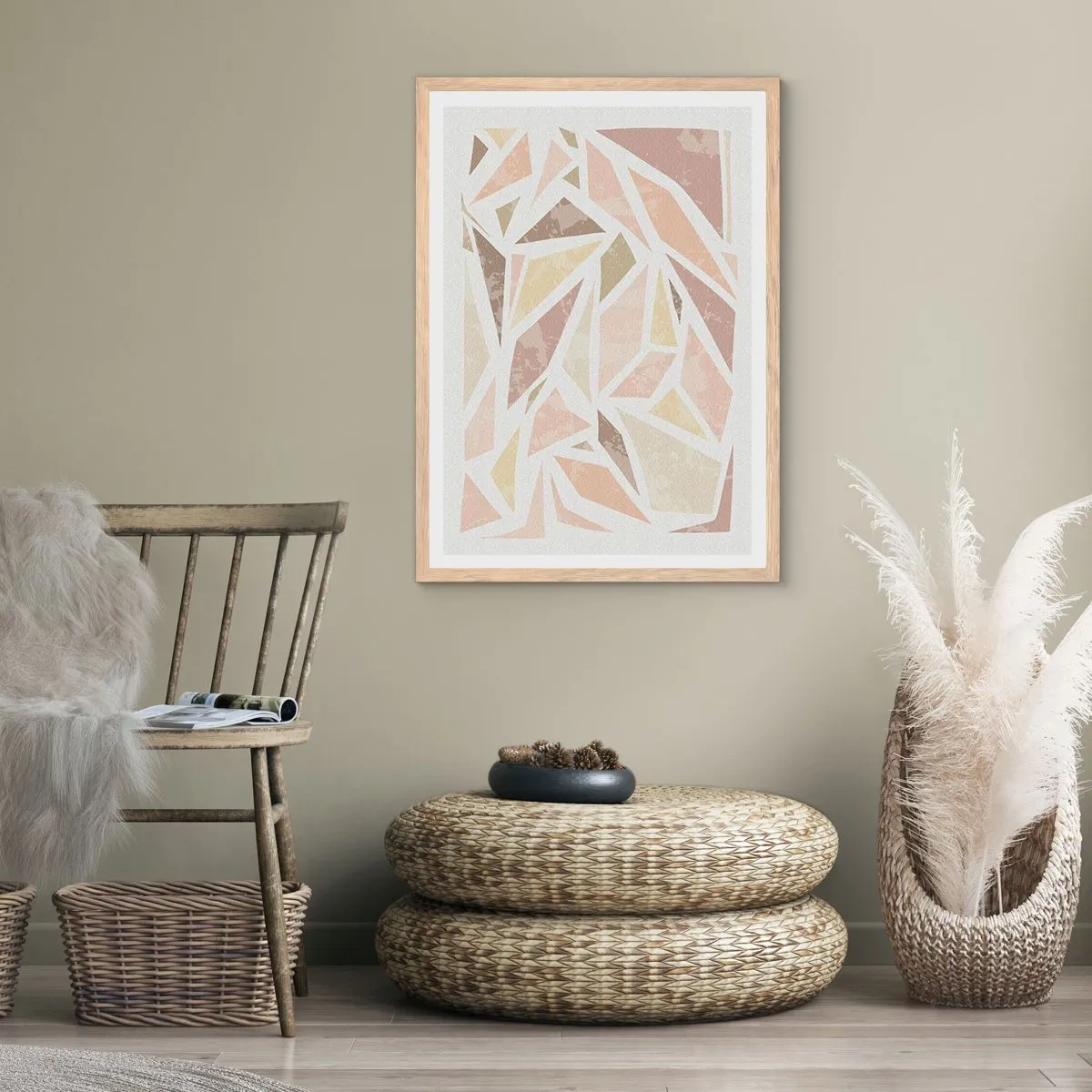 Affiche dans un chêne clair - Poster - Composition de vitraux - 70x100 cm