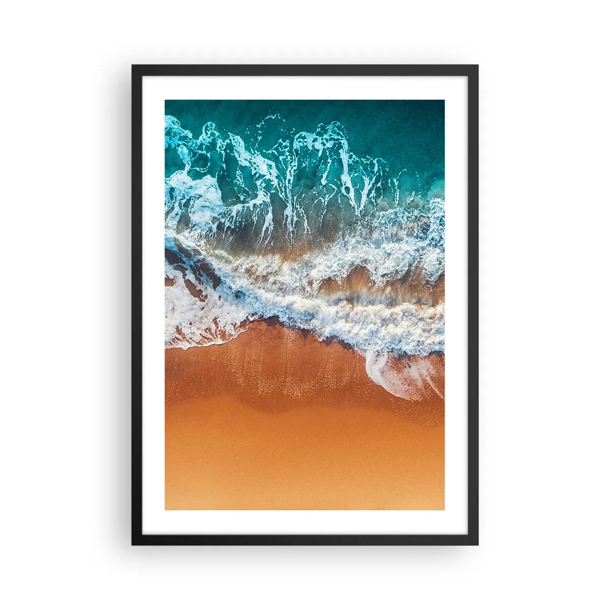 Affiche dans un cadre noir - Poster - Vue aérienne des vagues de l'océan et de la plage - 50x70cm - Toujours ensemble - Décoration murale moderne pour le salon et la chambre ARTTOR