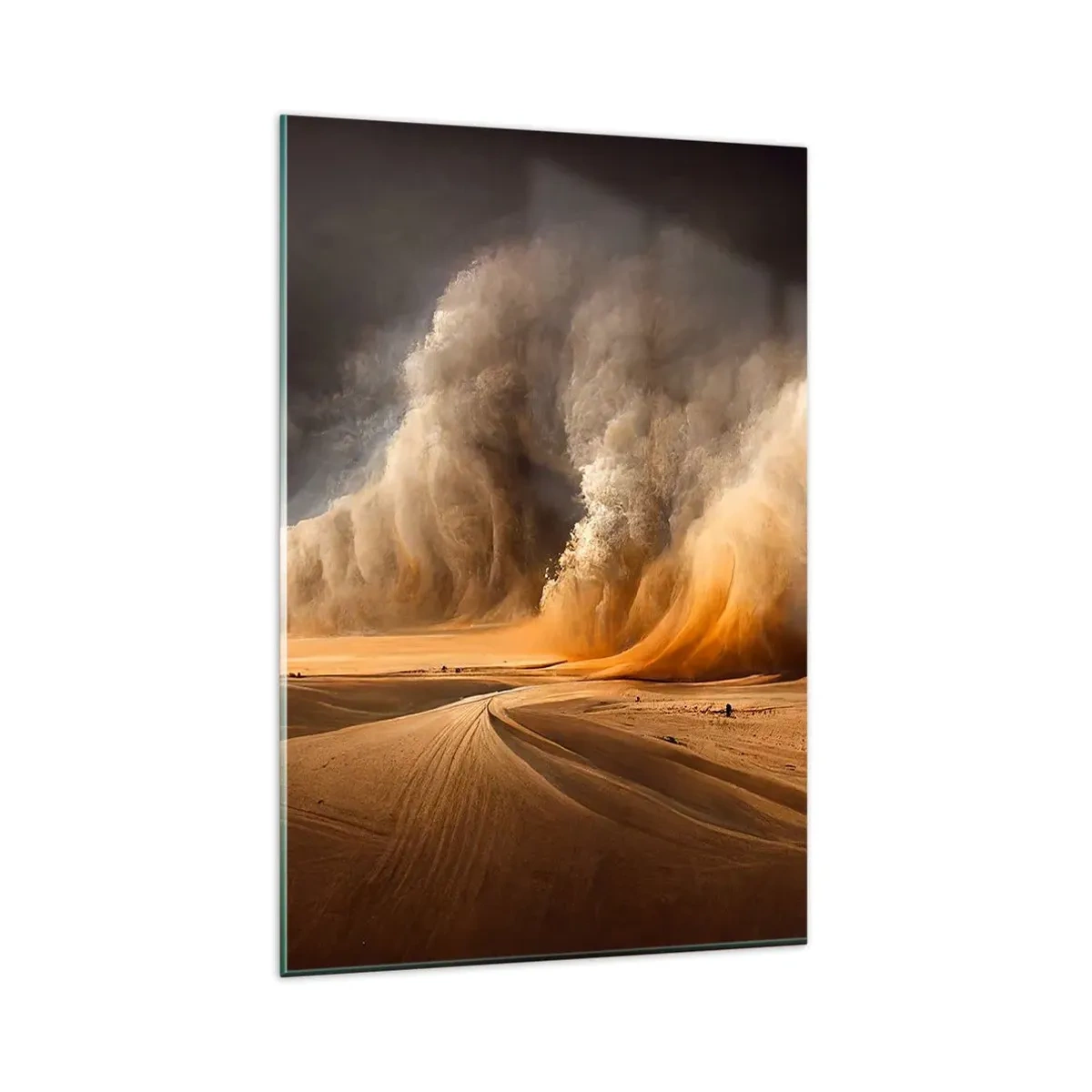 Impression sur verre - Image sur verre - Impressionnante tempête de sable dans le désert - 80x120cm - La colère du désert - Décoration murale moderne pour le salon et la chambre ARTTOR