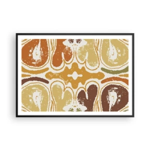 Affiche dans un cadre noir - Poster - Motifs abstraits chaleureux dans les tons jaunes et bruns - 100x70cm - Abstraction sentimentale - Décoration murale moderne pour le salon et la chambre ARTTOR