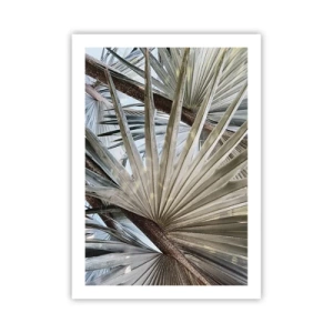 Affiche - Poster - Gros plan de feuilles de palmier aux tons pastel - 50x70cm - Evantail sous les tropiques - Décoration murale moderne pour le salon et la chambre ARTTOR