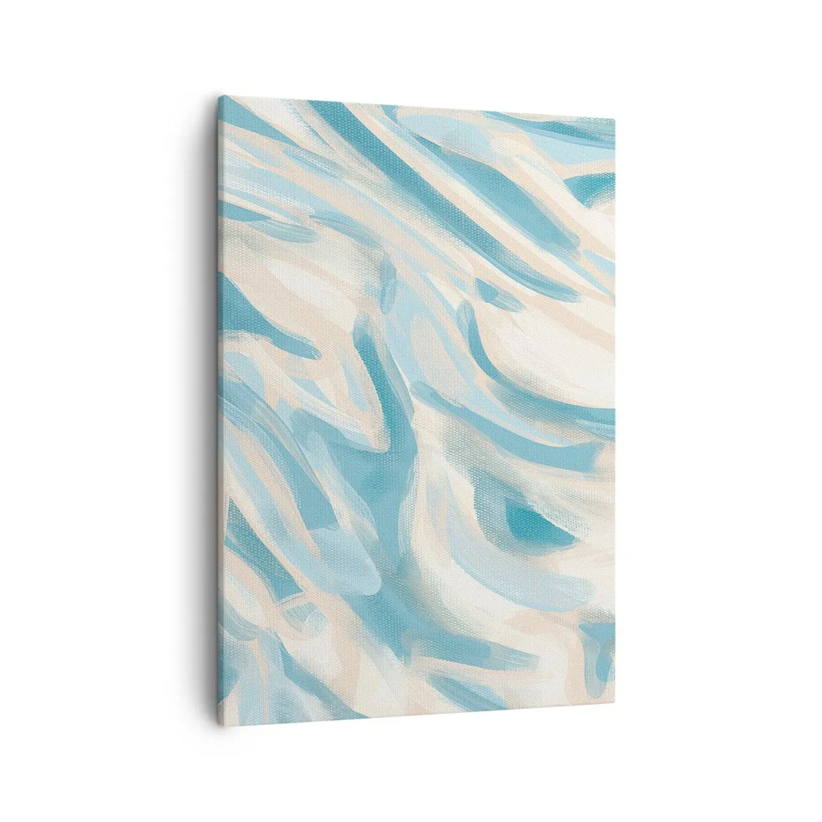 Impression sur toile - Image sur toile - Des stries bleues abstraites sur un fond clair - 50x70cm - Brise printanière - Décoration murale moderne pour le salon et la chambre ARTTOR