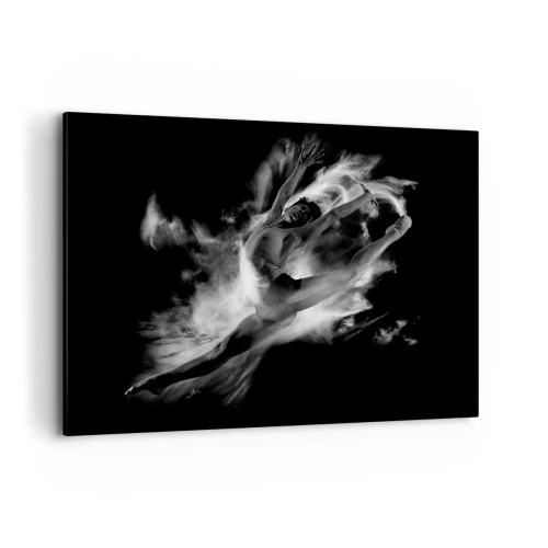 Impression sur toile - Image sur toile - Une danseuse dans une pose dynamique sur fond noir - 100x70cm - Coincé en l'air - Décoration murale moderne pour le salon et la chambre ARTTOR