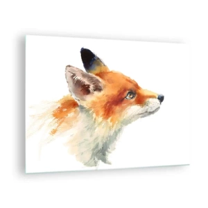 Impression sur verre - Image sur verre - Illustration à l'aquarelle d'un renard regardant au loin - 70x50cm - Vous ne pouvez jamais être trop prudent - Décoration murale moderne pour le salon et la chambre ARTTOR