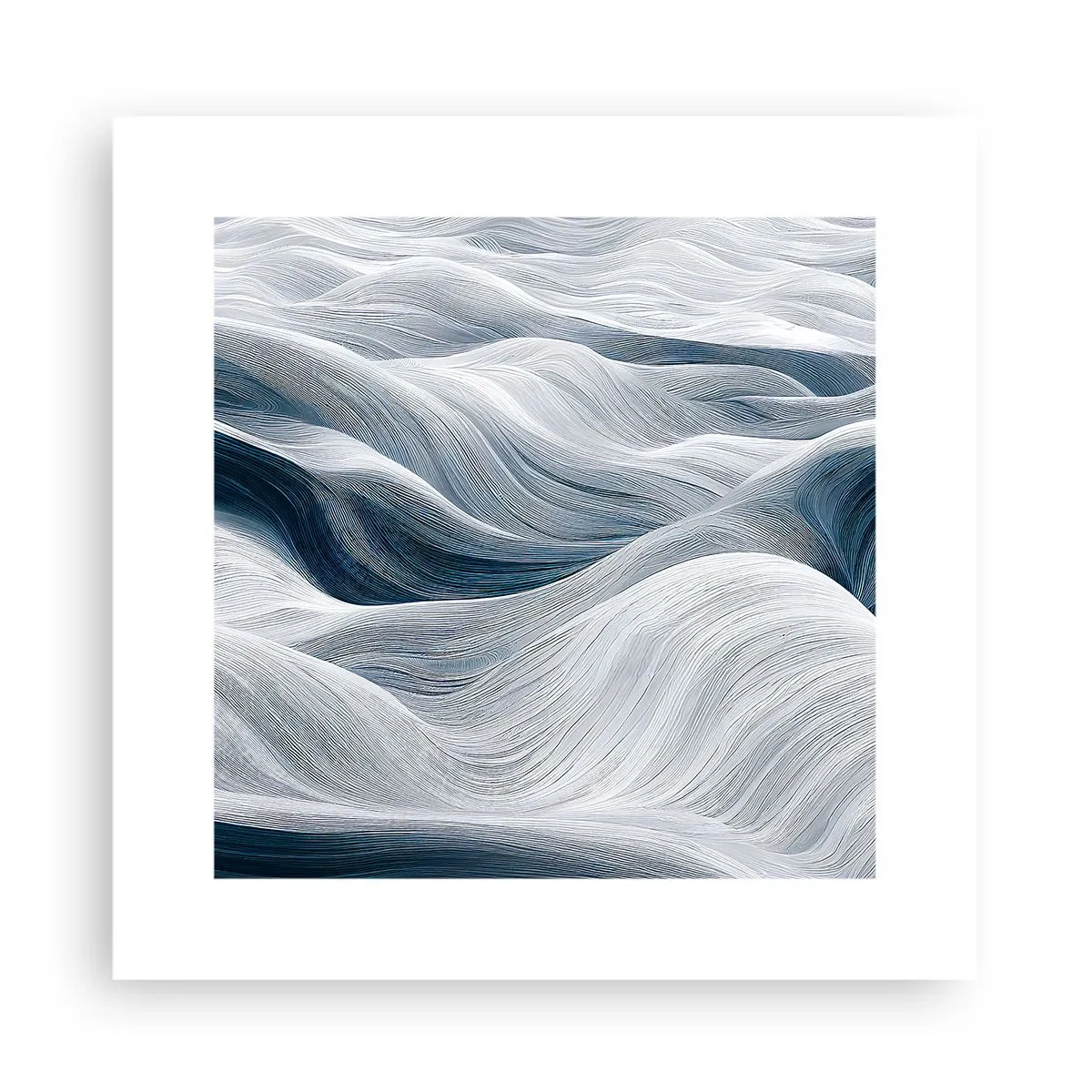 Affiche - Poster - Vagues blanches et bleues - 30x30 cm