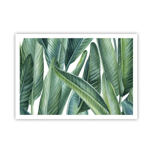 Affiche - Poster - Feuilles vertes dans un style botanique minimaliste - 100x70cm - La nature face à elle-même - Décoration murale moderne pour le salon et la chambre ARTTOR