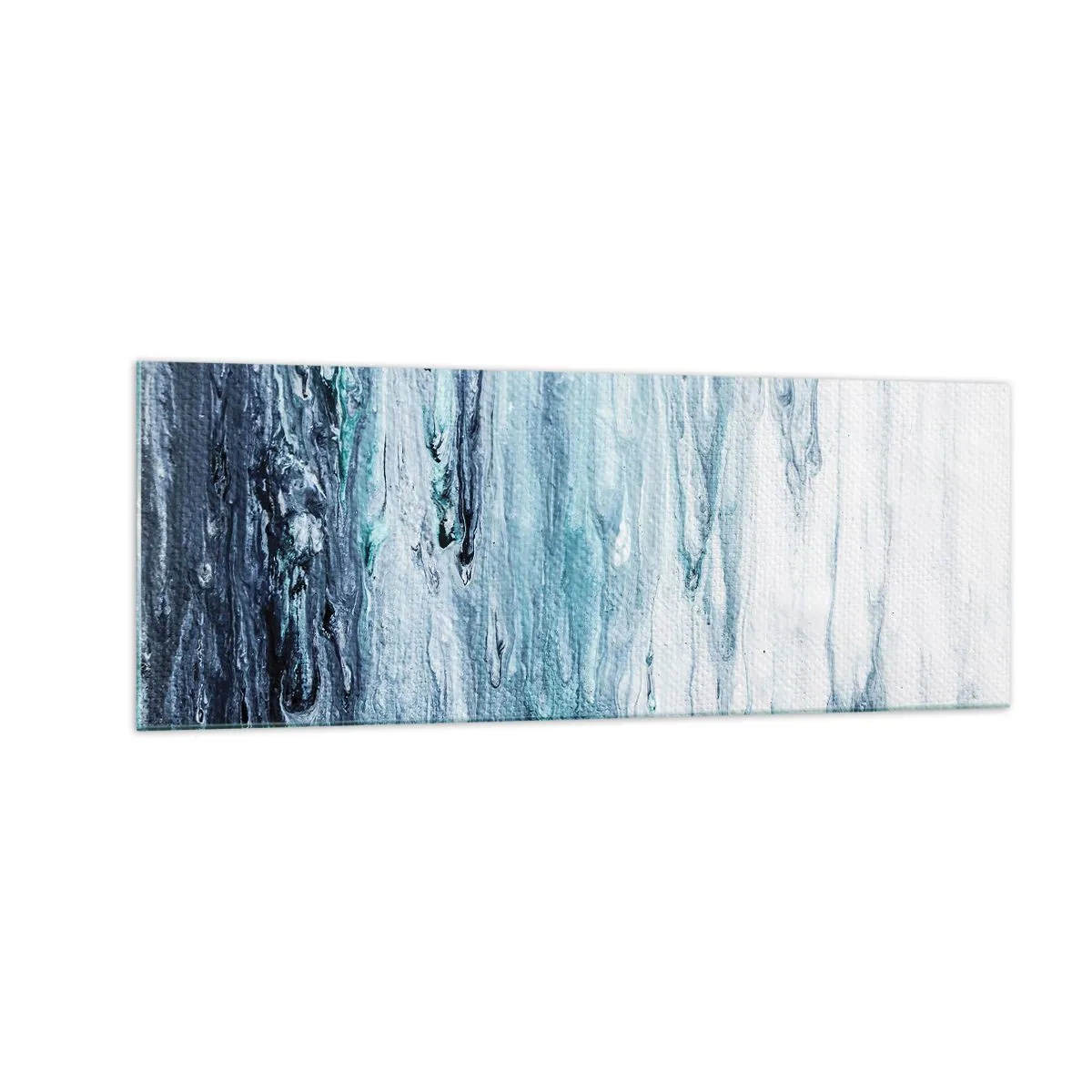 Impression sur verre - Image sur verre - Des stries bleues et blanches abstraites ressemblant à des glaçons - 140x50cm - Une glace bleue - Décoration murale moderne pour le salon et la chambre ARTTOR