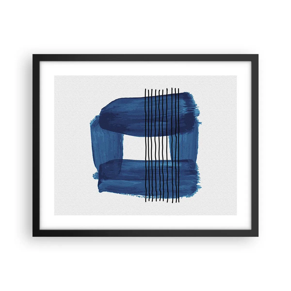 Affiche dans un cadre noir - Poster - Composition noire-bleue - 50x40 cm