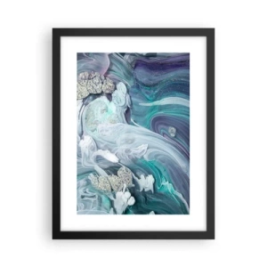 Affiche dans un cadre noir - Poster - Courants bleus - 30x40 cm