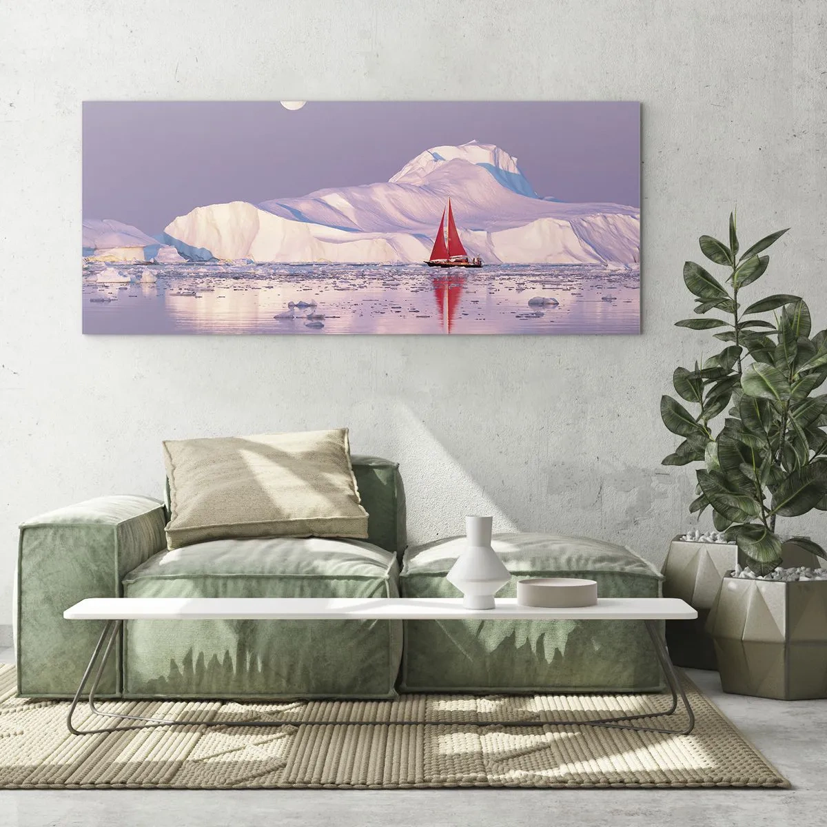 Impression sur verre - Image sur verre - La chaleur de la voile, le froid de la glace - 90x30 cm