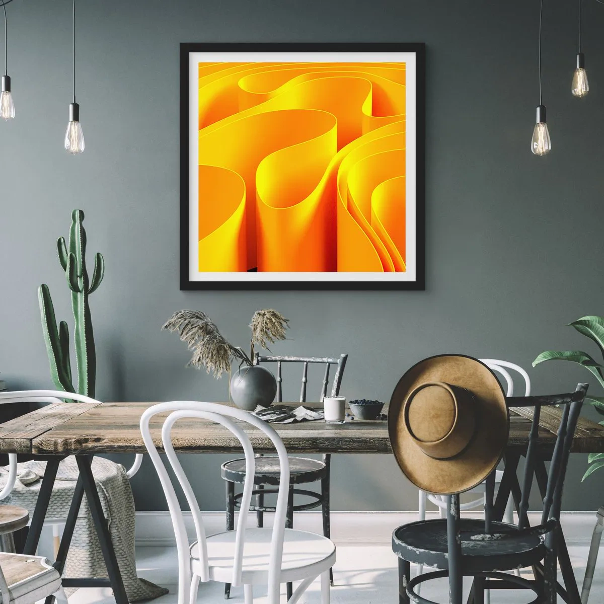 Affiche dans un cadre noir - Poster - Comme les vagues du soleil - 30x30 cm