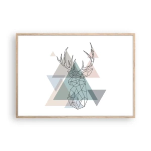 Affiche dans un chêne clair - Poster - Dans une forêt géométrique - 100x70 cm