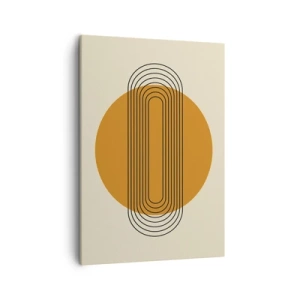 Impression sur toile - Image sur toile - Motif géométrique avec des cercles et des lignes orange - 50x70cm - Plan idéal - Décoration murale moderne pour le salon et la chambre ARTTOR