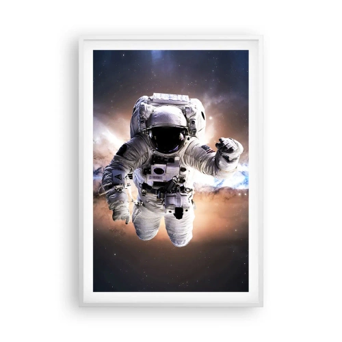Affiche dans un cadre blanc - Poster - Salutations de l'espace - 61x91 cm