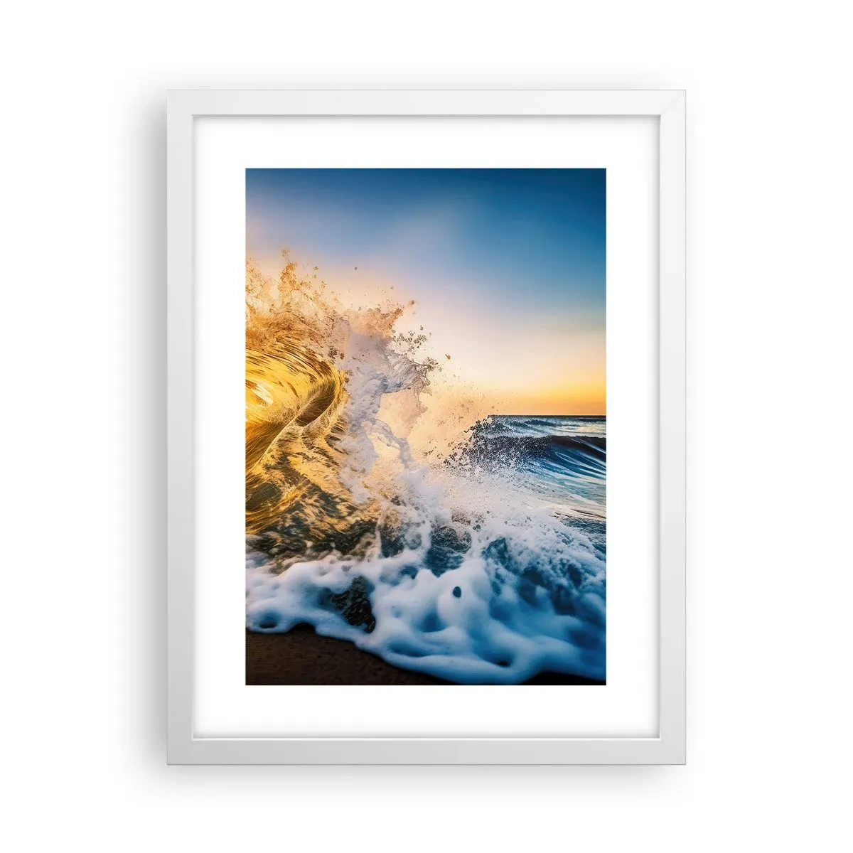 Affiche dans un cadre blanc - Poster - S'amuser dans le sable - 30x40 cm