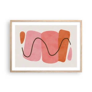 Affiche dans un chêne clair - Poster - mouvement doux des formes - 70x50 cm