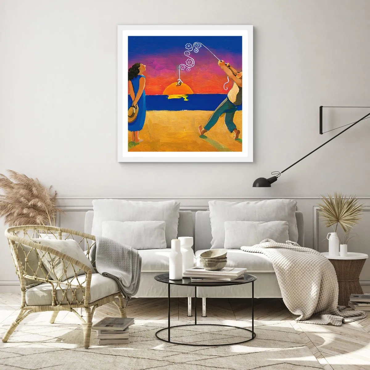 Affiche dans un cadre blanc - Poster - Plus qu'une étoile dans le ciel - 60x60 cm