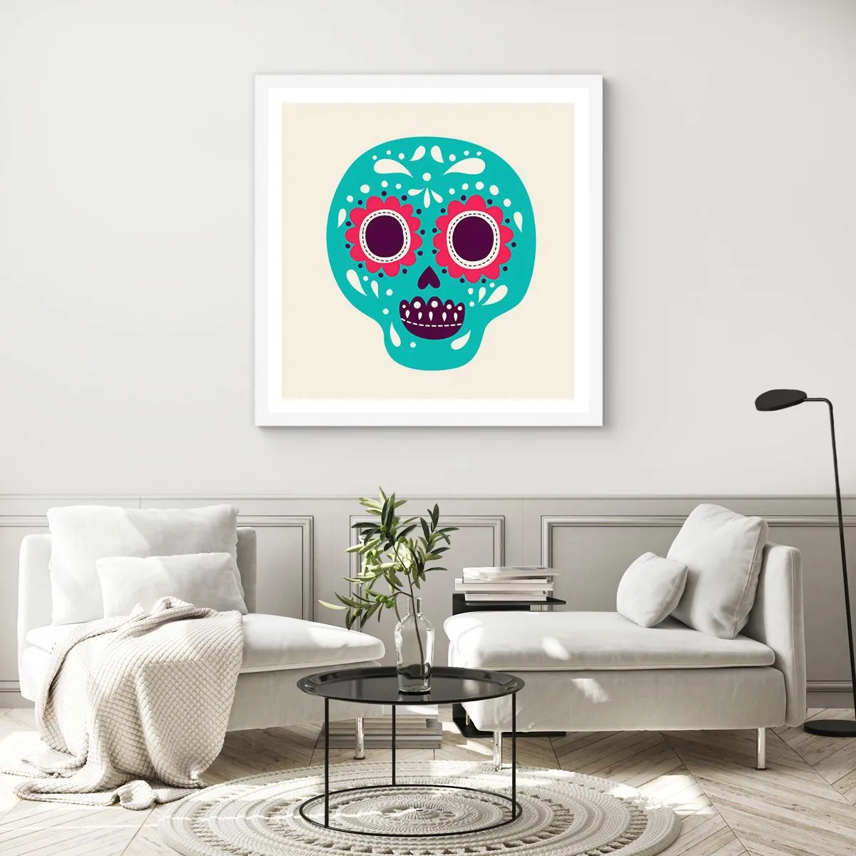 Affiche dans un cadre blanc - Poster - La vie – du plaisir jusqu'à la mort - 50x50 cm