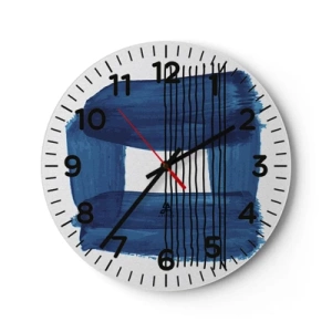 Horloge murale - Pendule murale - Composition noire-bleue - 40x40 cm