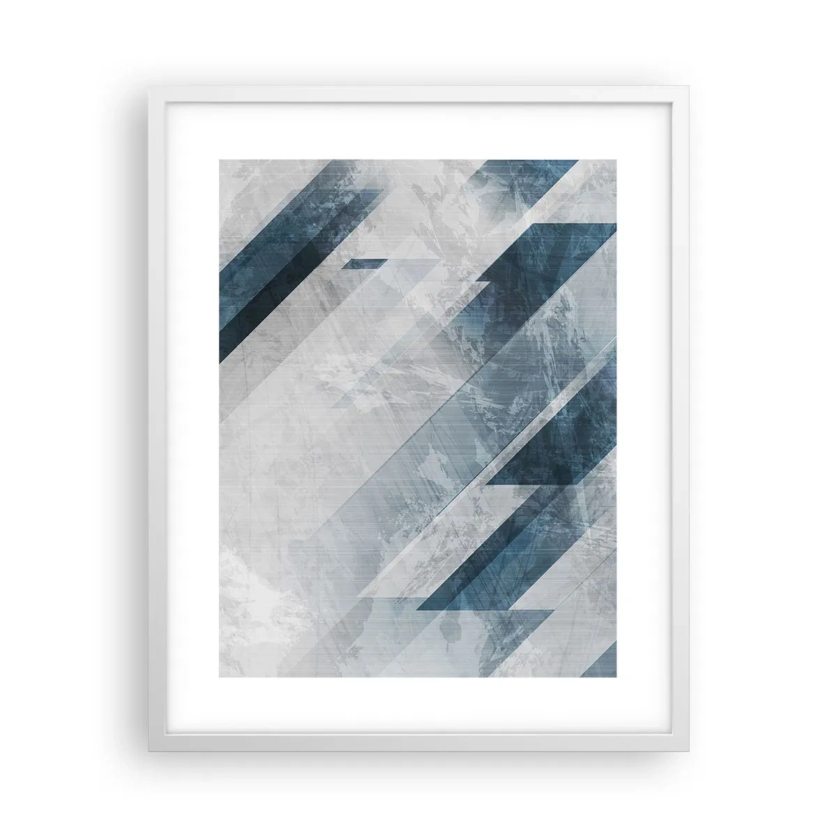 Affiche dans un cadre blanc - Poster - Composition spatiale - mouvement gris - 40x50 cm