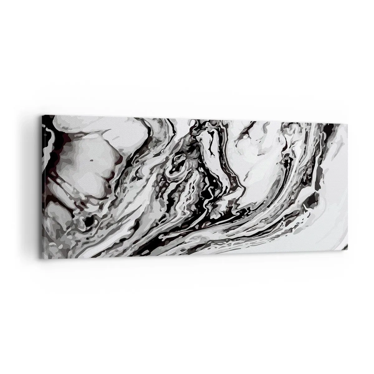 Impression sur toile - Image sur toile - Motif de marbre abstrait en noir et blanc - 120x50cm - Au début, c'était le chaos - Décoration murale moderne pour le salon et la chambre ARTTOR