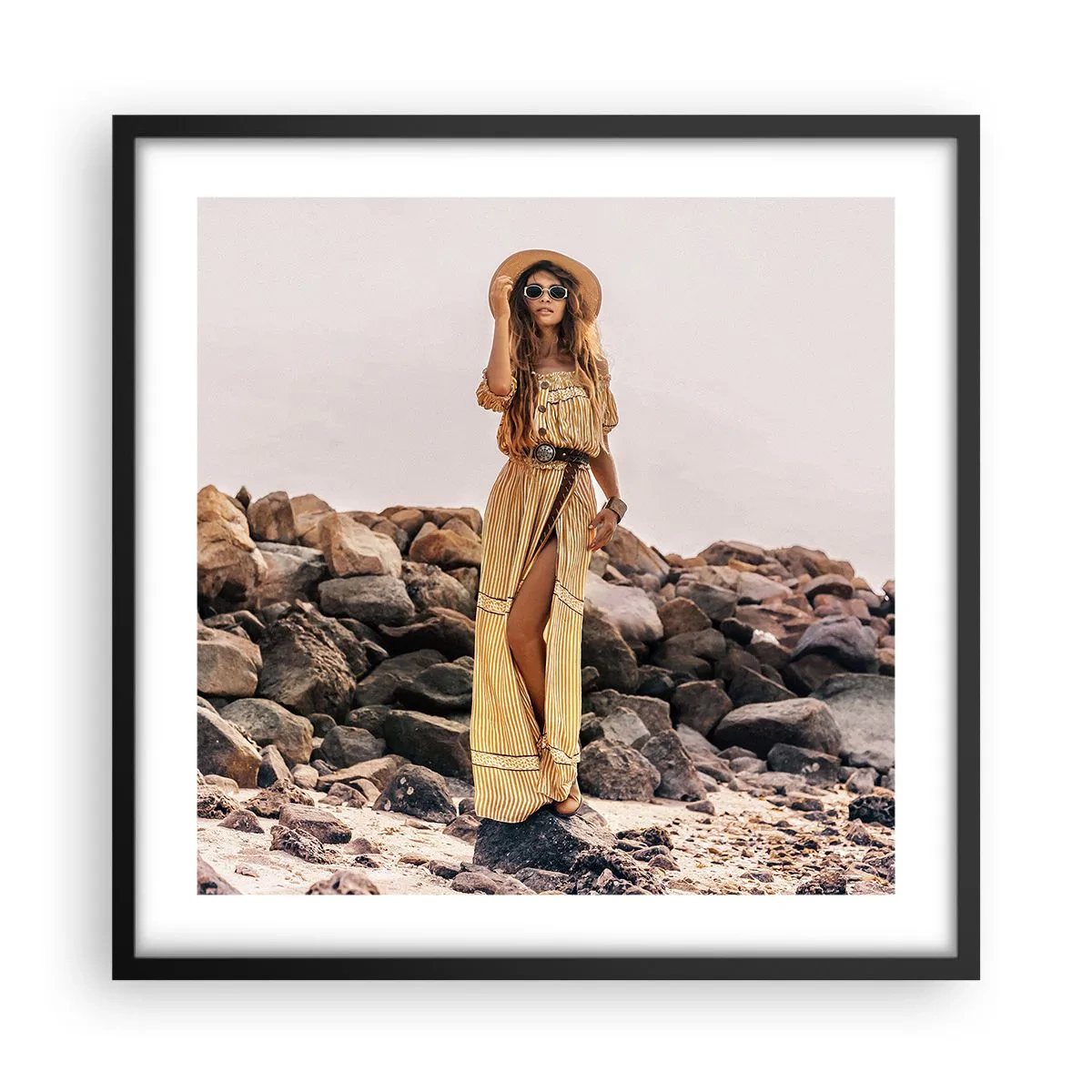 Affiche dans un cadre noir - Poster - La magie des pierres - 50x50 cm