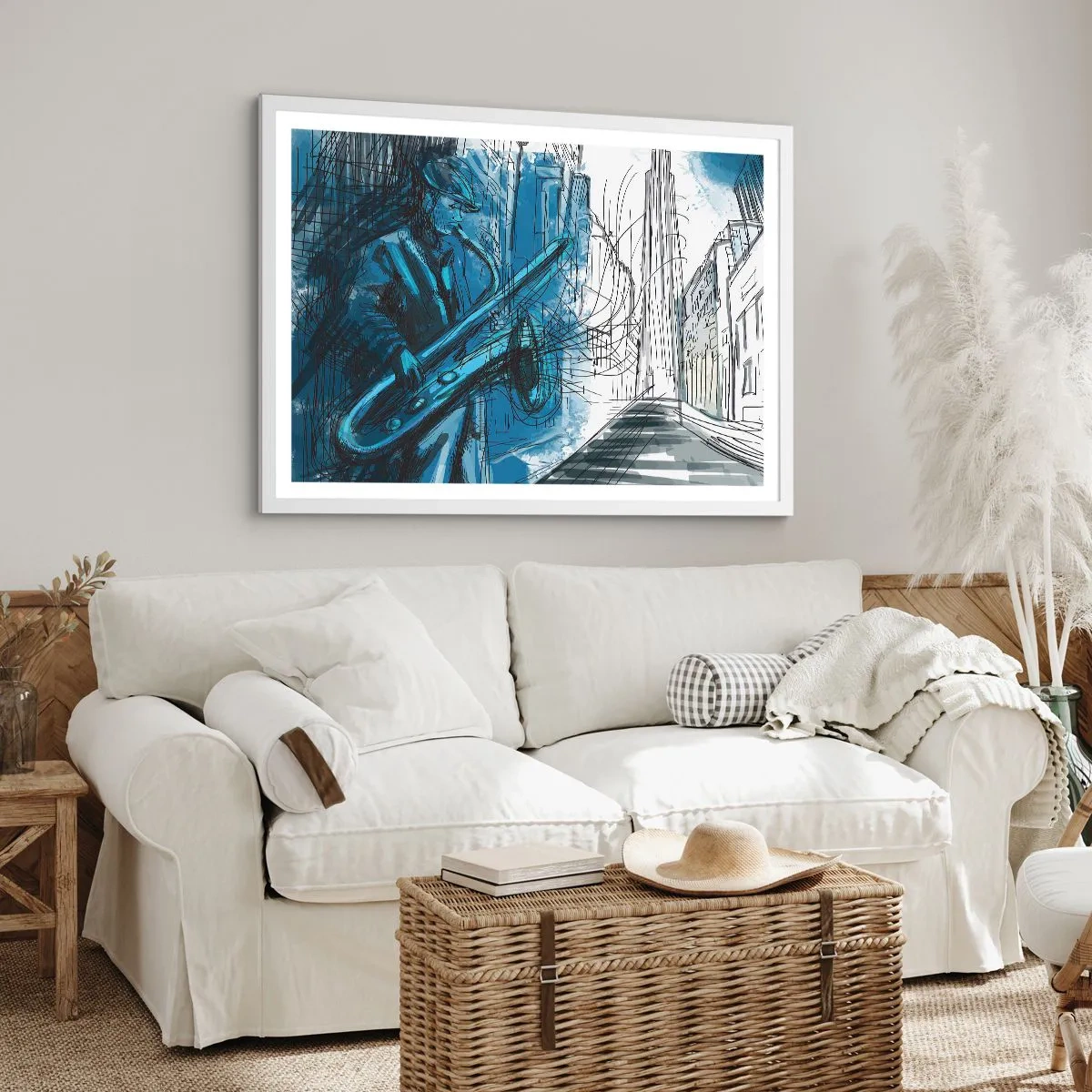 Affiche dans un cadre blanc - Poster - Rhapsodie urbaine - 100x70 cm