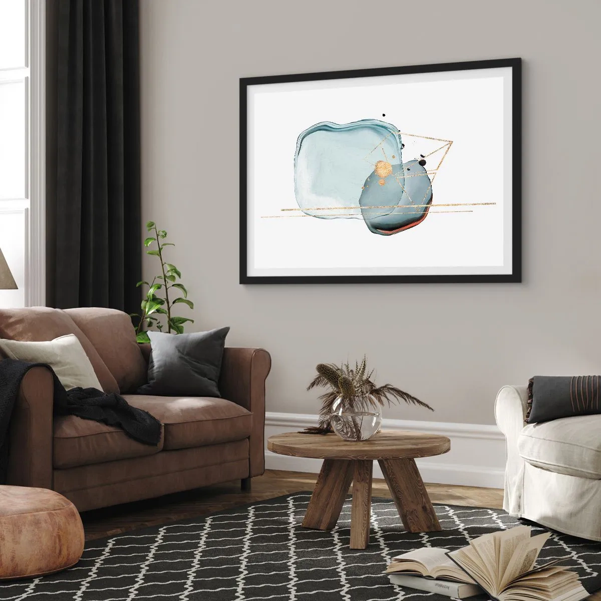 Affiche dans un cadre noir - Poster - Etude des gouttes - 40x30 cm