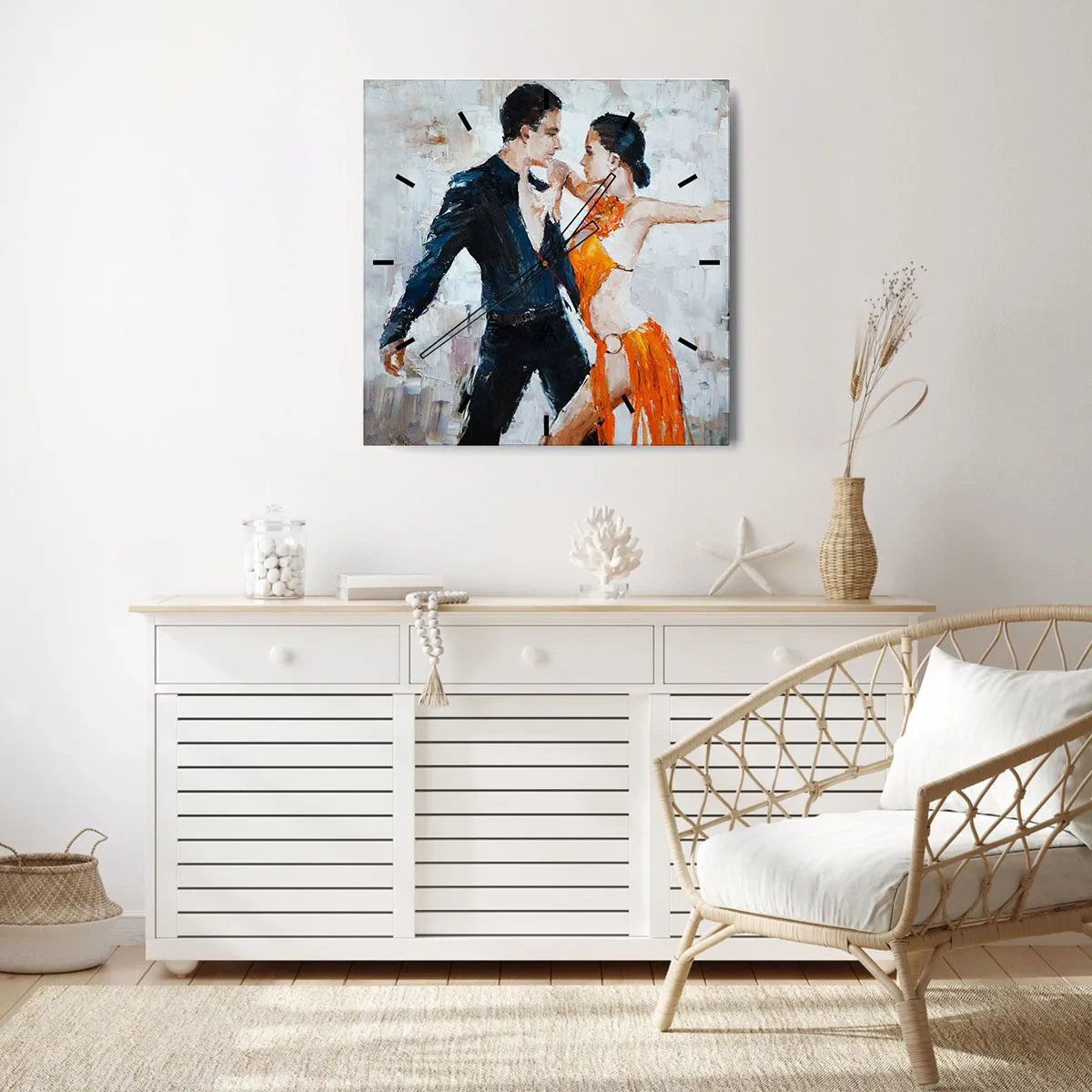 Horloge murale - Pendule murale - Un couple dynamique dansant dans un style latino-américain. - 30x30cm - Dirty dancing - Décoration murale moderne pour le salon et la chambre ARTTOR