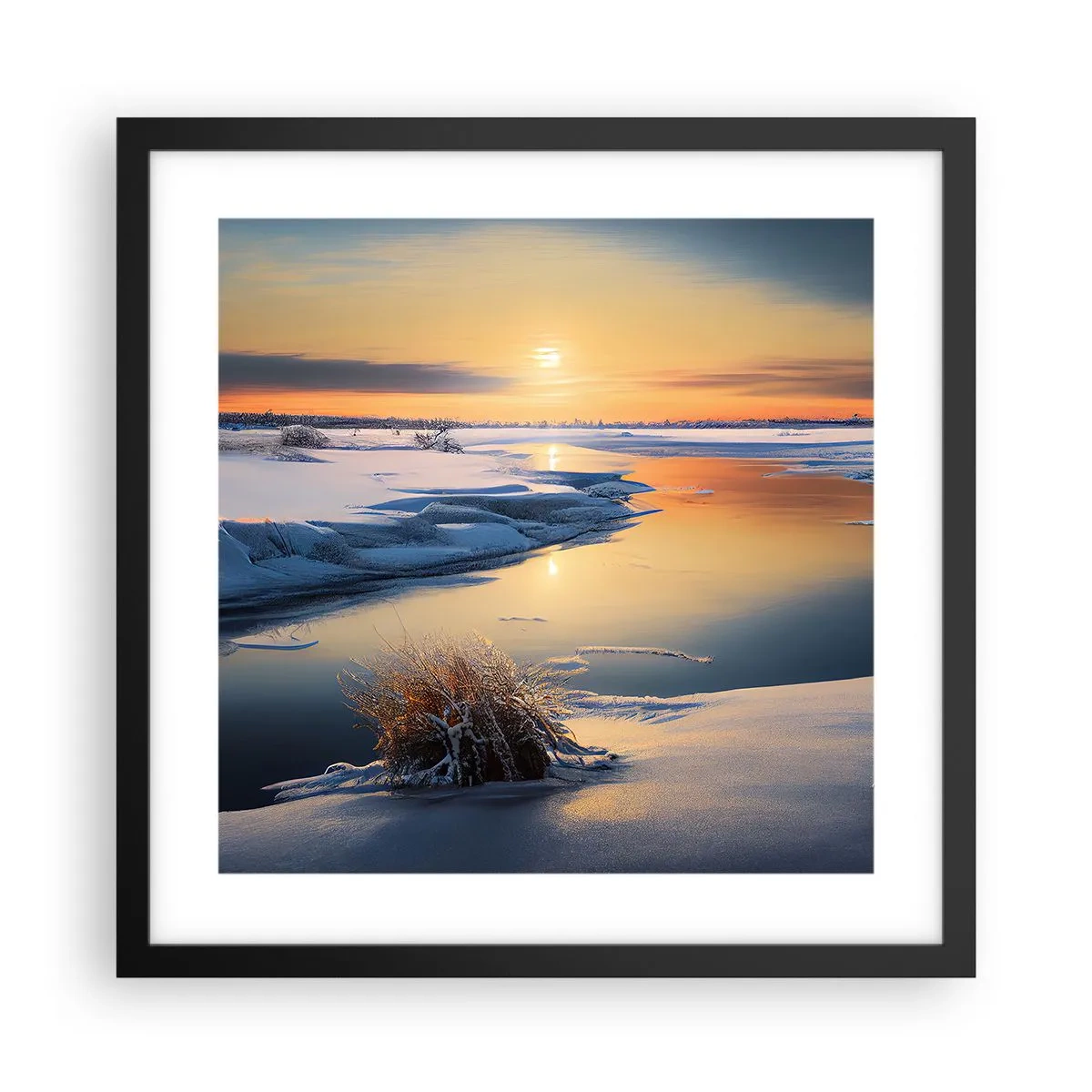 Affiche dans un cadre noir - Poster - Coucher de soleil d'hiver - 40x40 cm