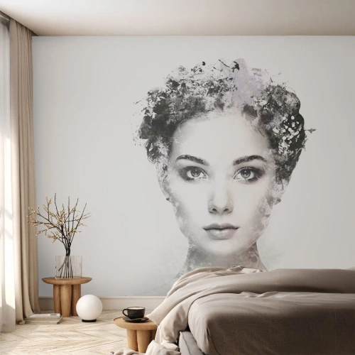 Papier peint sur mesure Autocollant Deluxe - Un portrait extrêmement stylé - Visage de femme, Femme, Abstraction