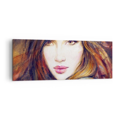 Impression sur toile - Image sur toile - Portrait d'une femme dans un style pictural - 140x50cm - Un sou pour vos pensées - Décoration murale moderne pour le salon et la chambre ARTTOR