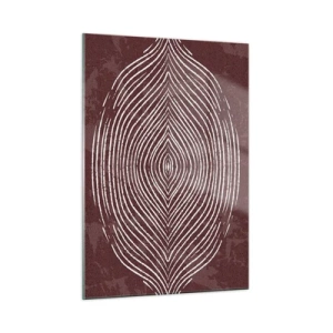 Impression sur verre - Image sur verre - Lignes symétriques en forme d'œil sur fond bordeaux - 50x70cm - L'espace parle - Décoration murale moderne pour le salon et la chambre ARTTOR