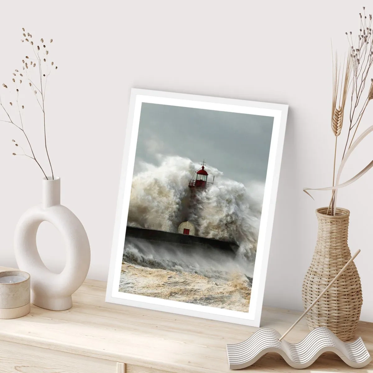 Affiche dans un cadre blanc - Poster - La colère de l'océan - 50x70 cm