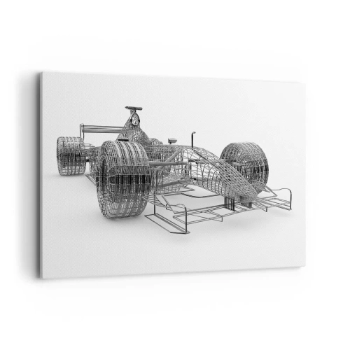 Impression sur toile - Image sur toile - Un croquis de conception d'une voiture de course sur un fond clair - 120x80cm - Design parfait - idée de course - Décoration murale moderne pour le salon et la chambre ARTTOR