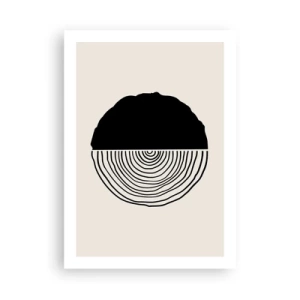 Affiche - Poster - Un graphique minimaliste représentant une coupe transversale de bois - 50x70cm - Moitié-moitié - Décoration murale moderne pour le salon et la chambre ARTTOR