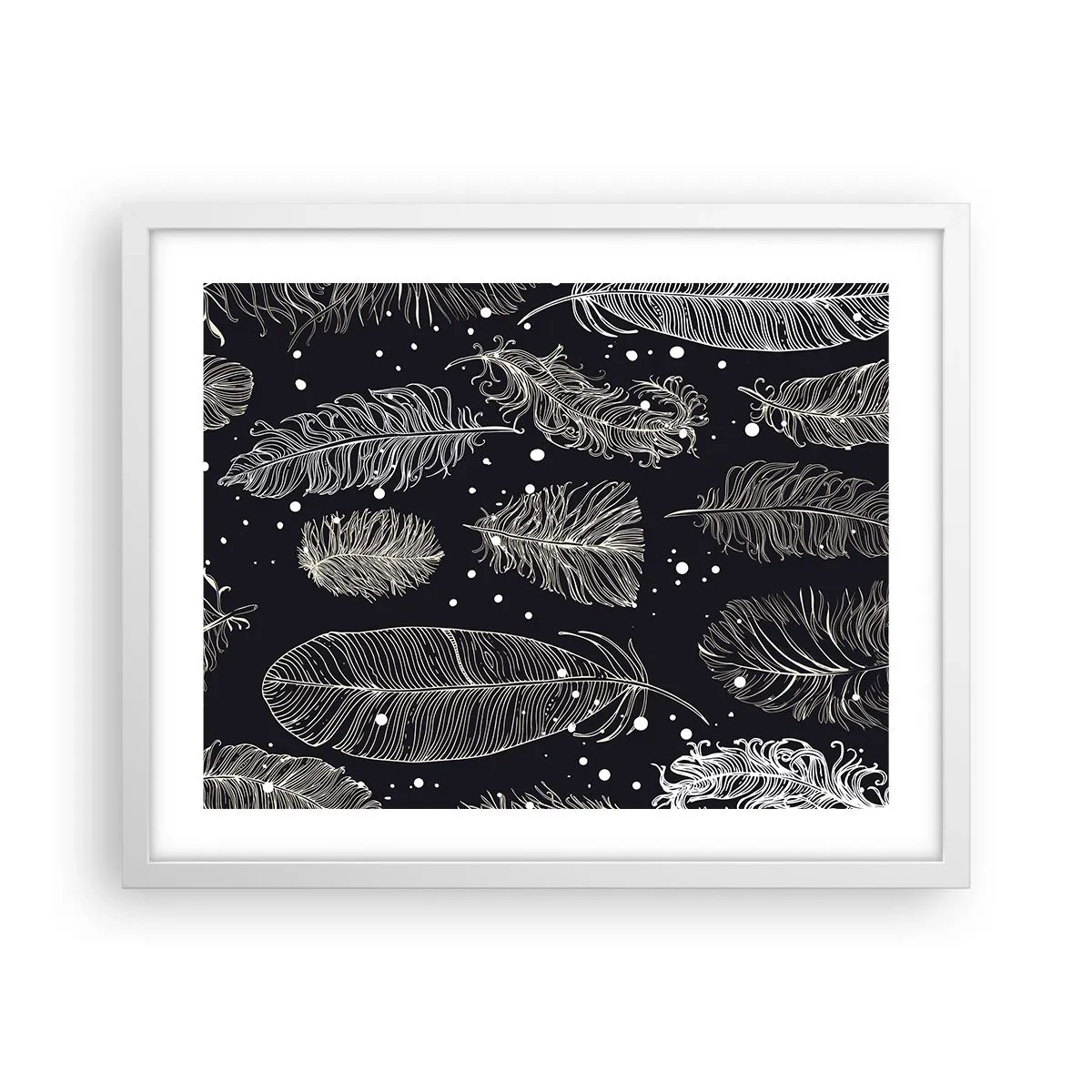 Affiche dans un cadre blanc - Poster - Toile de plumes - 50x40 cm