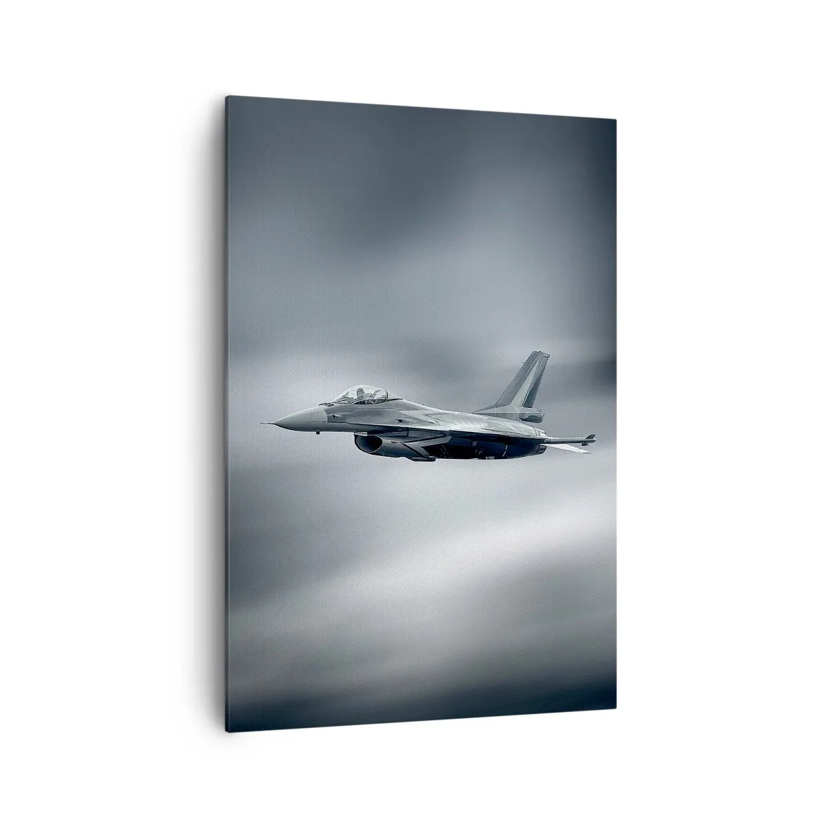 Impression sur toile - Image sur toile - Un avion de chasse en vol contre un ciel nuageux - 70x100cm - Acceptez-vous le défi? - Décoration murale moderne pour le salon et la chambre ARTTOR