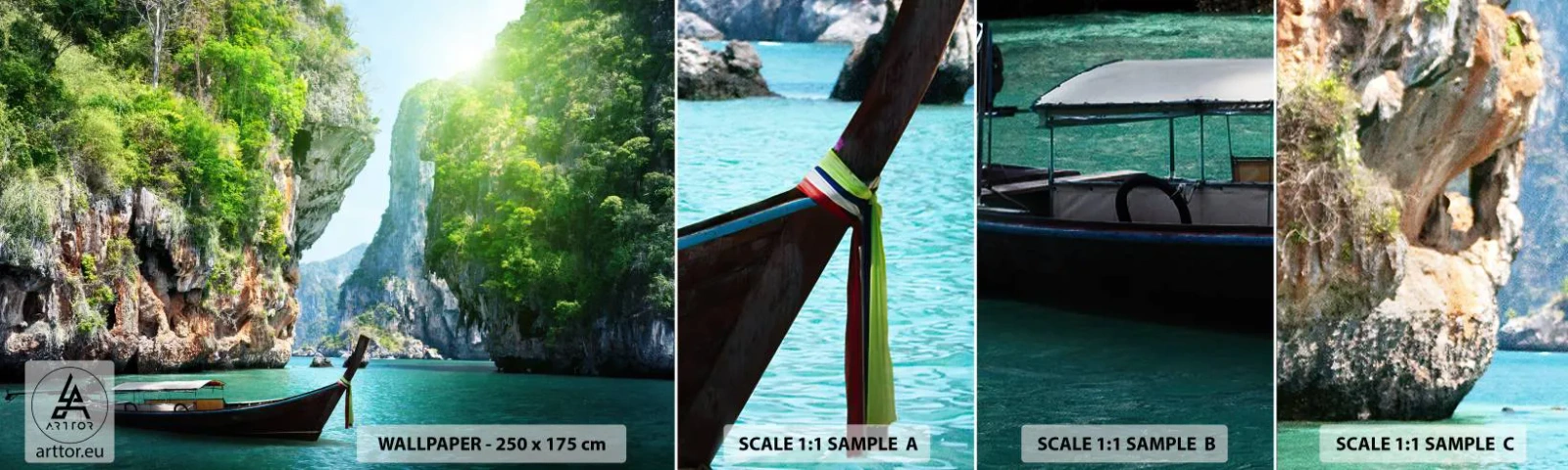 Échantillon de Papier Peint Autocollant Deluxe Sticker - Une invitation à un voyage exotique - Paysage, Thaïlande, Mer - 100x30 cm
