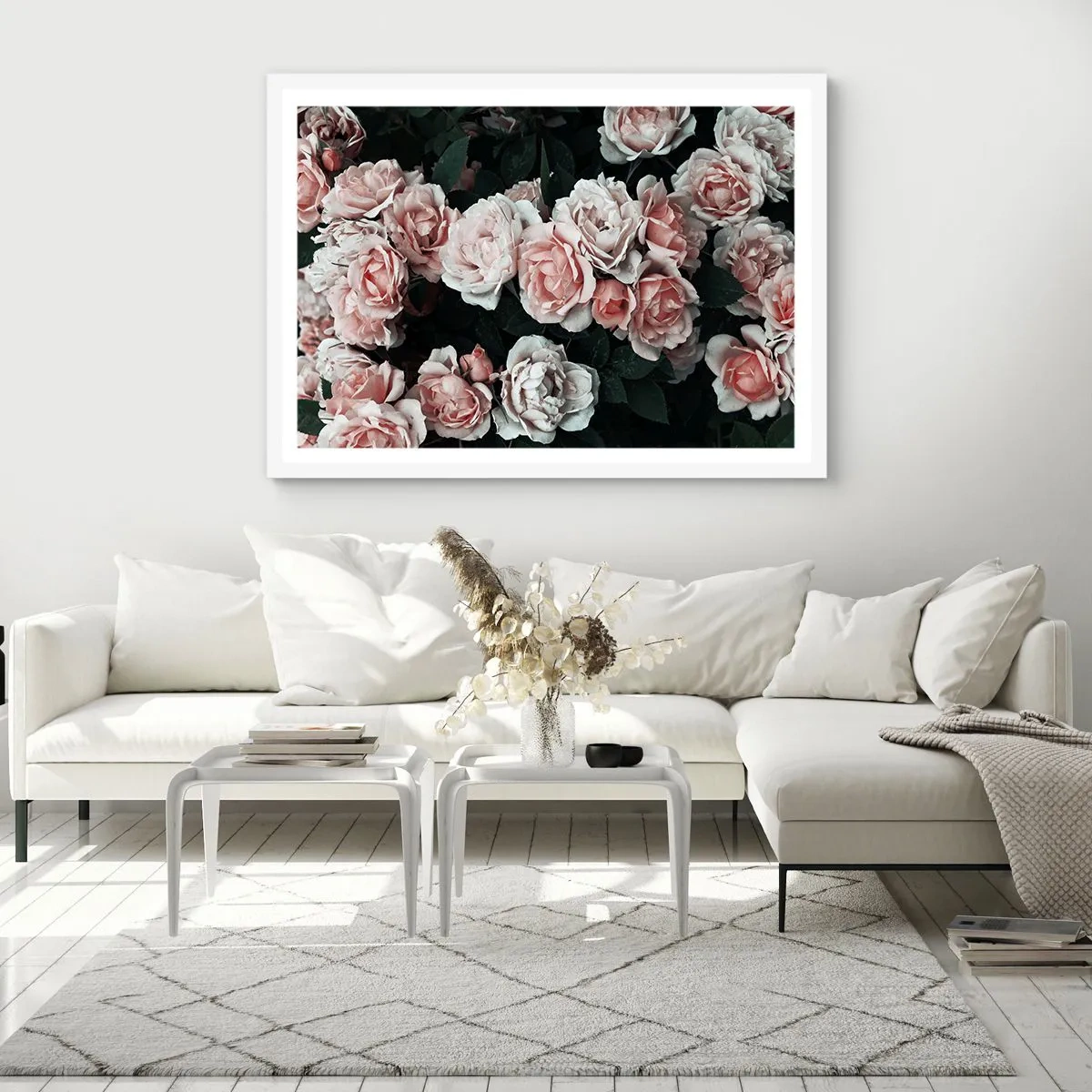 Affiche dans un cadre blanc - Poster - Ensemble de rose - 40x30 cm