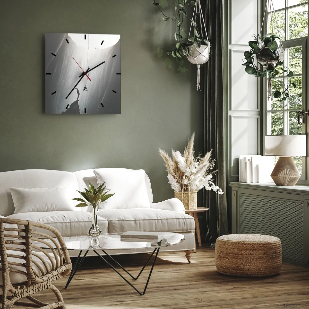 Horloge murale - Pendule murale - Silhouette d'un homme sur le sol d'une grotte avec vue sur la lumière - 30x30cm - Il y a toujours une issue - Décoration murale moderne pour le salon et la chambre ARTTOR