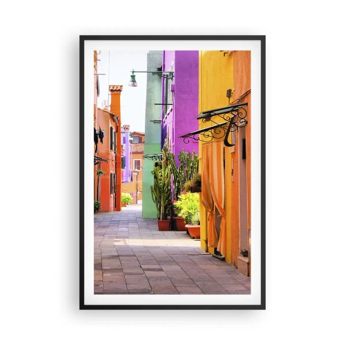 Affiche dans un cadre noir - Poster - Allée arc-en-ciel - 61x91 cm