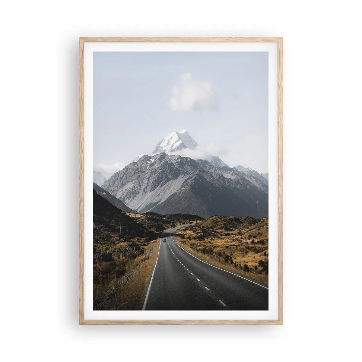 Affiche dans un chêne clair - Poster - Chemin vers le coeur de la montagne - 70x100 cm