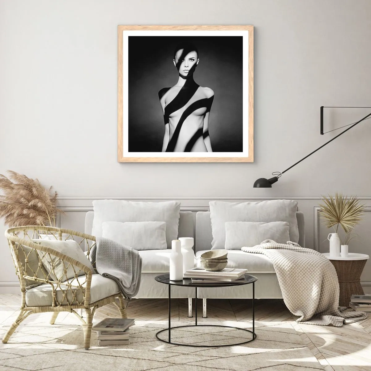 Affiche dans un chêne clair - Poster - Dans la brillance et l'ombre - 30x30 cm