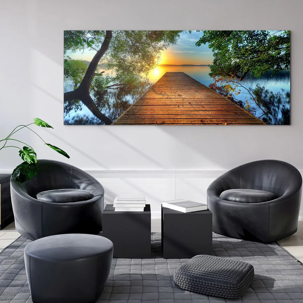 Impression sur verre - Image sur verre - Prenez votre temps, asseyez-vous - 100x40 cm