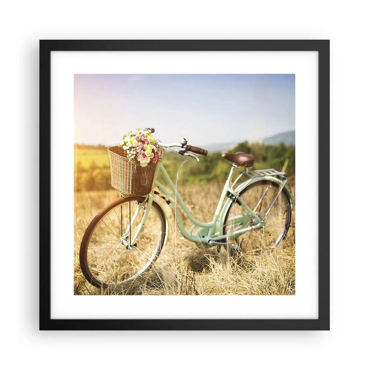 Affiche dans un cadre noir - Poster - Je vais rester un petit moment - 40x40 cm