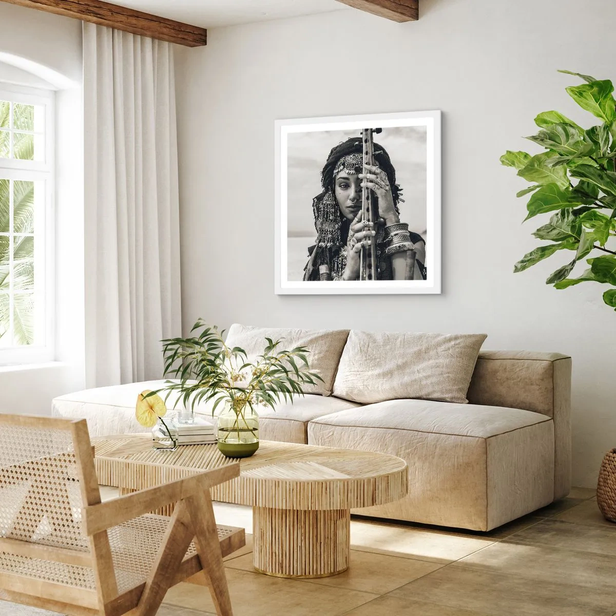 Affiche dans un cadre blanc - Poster - Musique de l'Orient elle-même - 40x40 cm