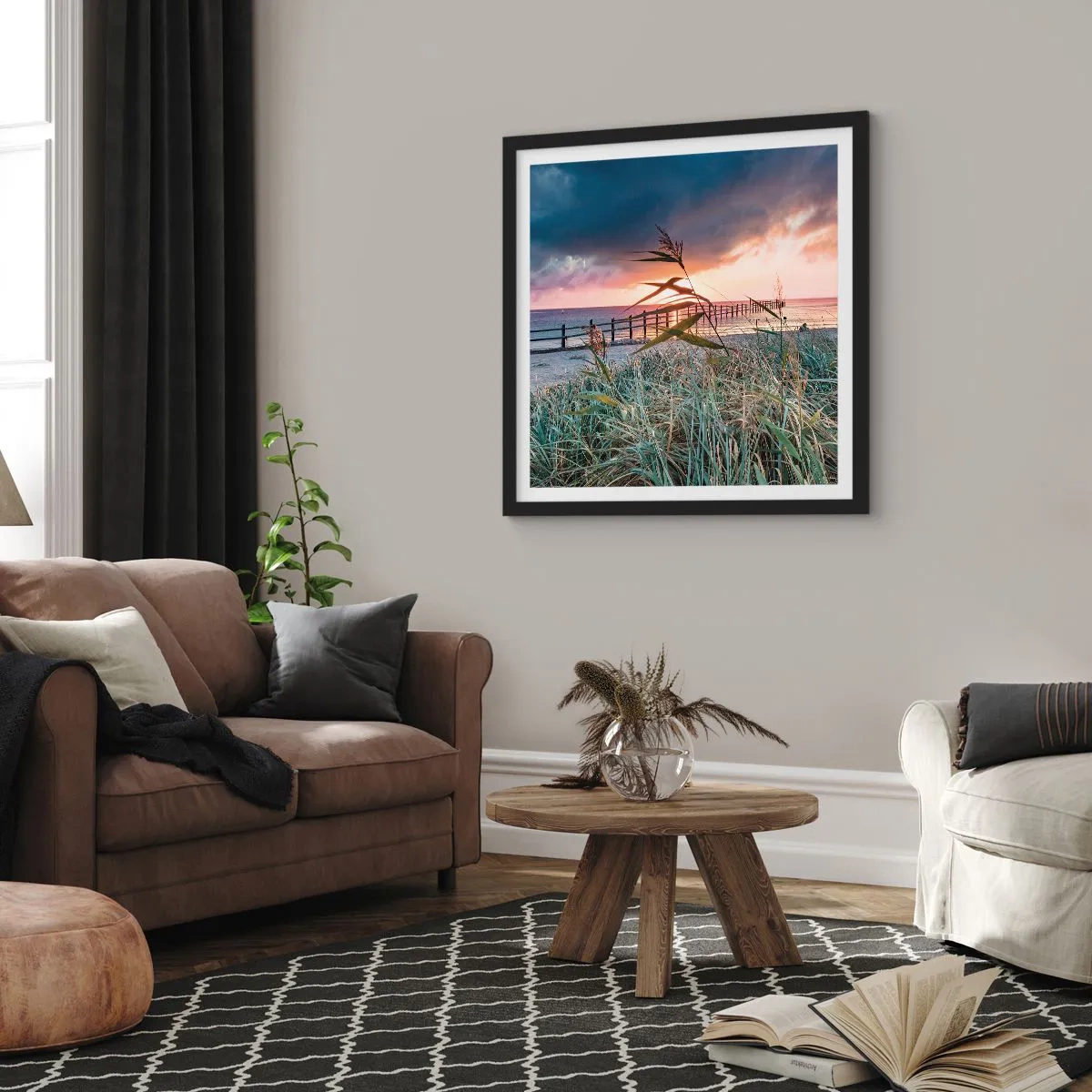 Affiche dans un cadre noir - Poster - Ça ne passe pas avec le vent - 50x50 cm