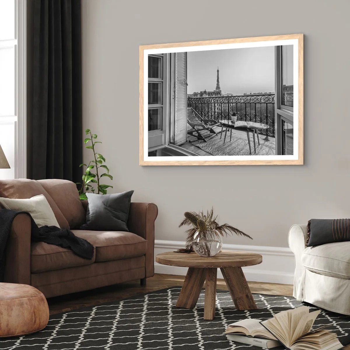 Affiche dans un chêne clair - Poster - Après-midi parisien - 50x40 cm